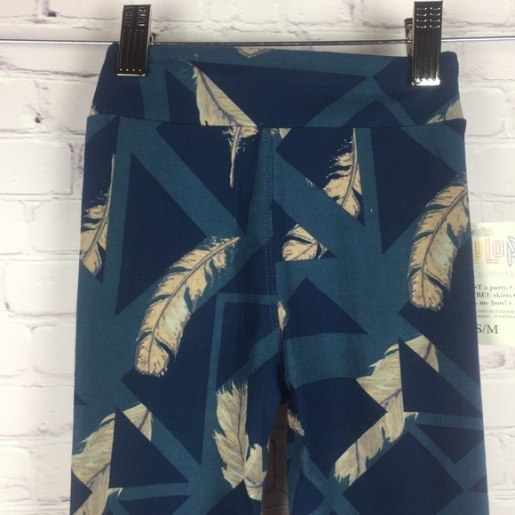 SOFT stretchy NEW LuLaRoe Kids Leggings with feather print S/M (2T - 8) - Picture 3 of 8